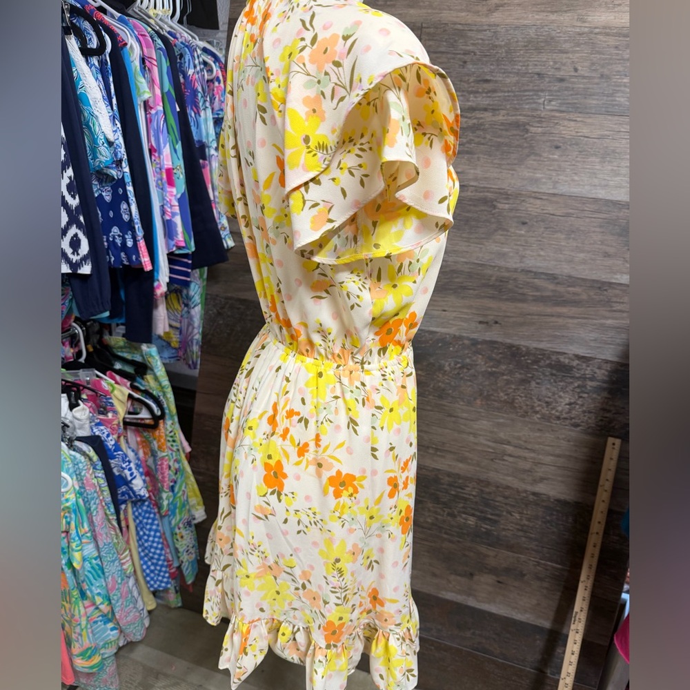 LC Lauren Conrad Orange and Yellow Floral Mini Dress - Picture 4 of 10